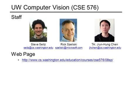 UW Computer Vision (CSE 576)