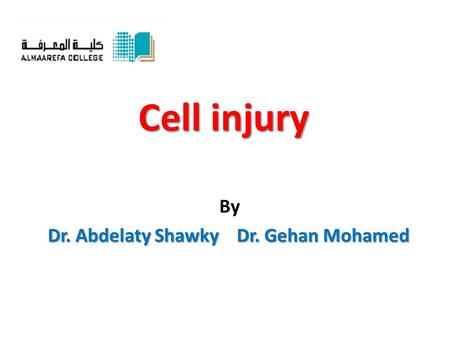 Cell injury By Dr. Abdelaty Shawky Dr. Gehan Mohamed.