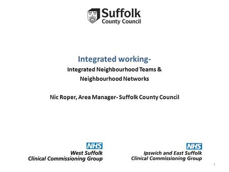 Integrated working- Integrated Neighbourhood Teams &