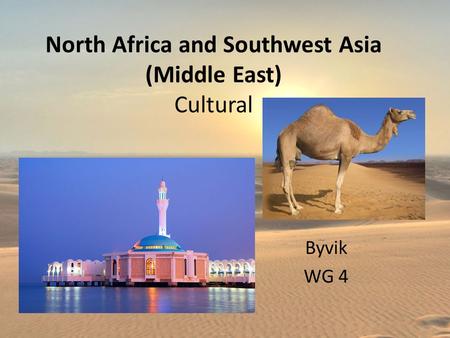 North Africa and Southwest Asia (Middle East) Cultural Byvik WG 4.