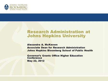 Research Administration at Johns Hopkins University