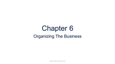 Organizing The Business
