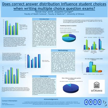 Does correct answer distribution influence student choices when writing multiple choice question exams? Hannah Gray* and Dr. Jacqueline Carnegie** Faculty.