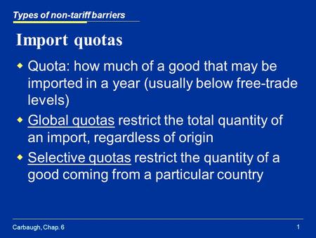 Types of non-tariff barriers