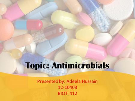Topic: Antimicrobials