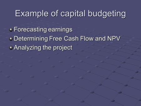 Example of capital budgeting