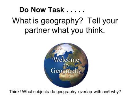 What is geography? Tell your partner what you think.
