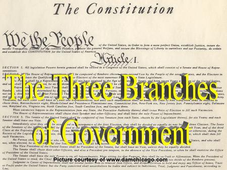 Picture courtesy of www.damchicago.com. Introduction U.S. Constitution divides powers among three branches “Separation of Powers” Why was this done?