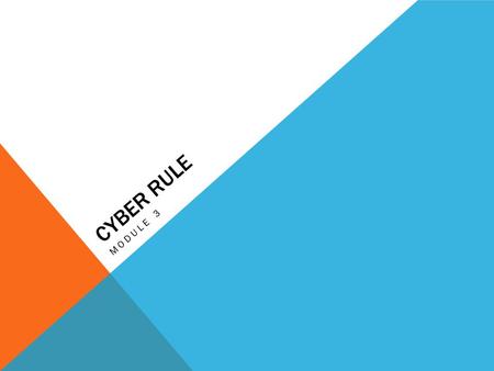 CYBER RULE MODULE 3. LEARNING OBJECTIVES By the end of the module, you should be able to: 1.List 3 examples of cyber crimes 2.State 3 effects of cyber.