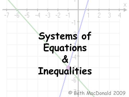 Systems of Equations & Inequalities © Beth MacDonald 2009.