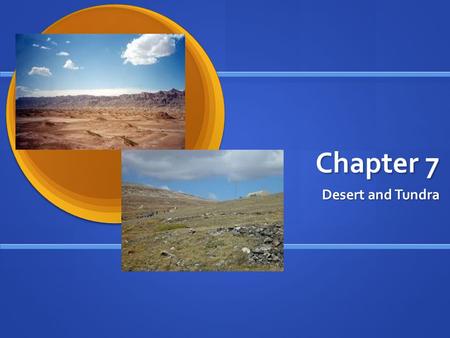 Chapter 7 Desert and Tundra. DESERTS RECEIVE LITTLE RAIN – 10-25 cm per year RECEIVE LITTLE RAIN – 10-25 cm per year SOIL IS RICH IN MINERALS – but poor.
