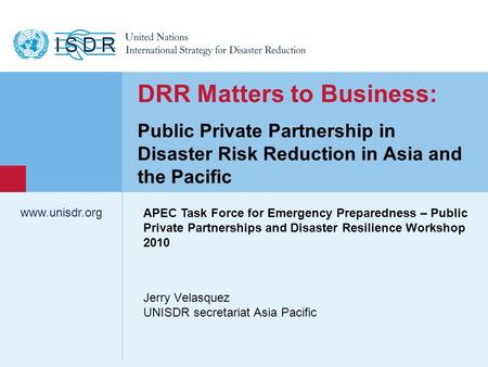 Jerry Velasquez UNISDR secretariat Asia Pacific