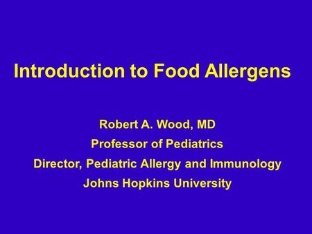 Introduction to Food Allergens