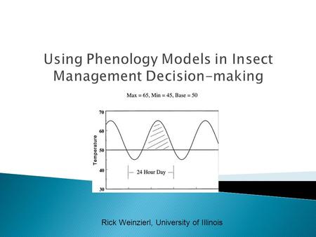 Rick Weinzierl, University of Illinois. Know:  Insect growth and development are temperature-dependent.  The developmental threshold for a phenology.