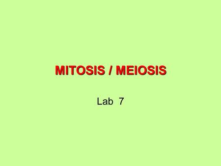 MITOSIS / MEIOSIS Lab 7.