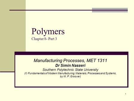 Polymers Chapter 8- Part 3