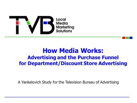 How Media Works: Advertising and the Purchase Funnel for Department/Discount Store Advertising A Yankelovich Study for the Television Bureau of Advertising.