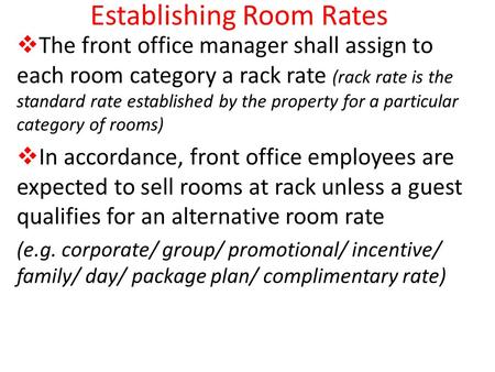 Establishing Room Rates