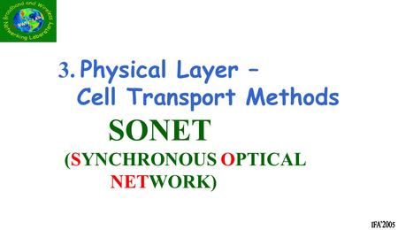 3. Physical Layer – Cell Transport Methods SONET (SYNCHRONOUS OPTICAL NETWORK)