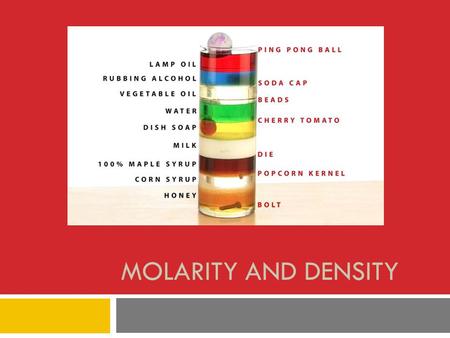 MOLARITY AND DENSITY. Header ChemistryName Experiment #17Date __ Mods__ Molarity and DensityPartner.