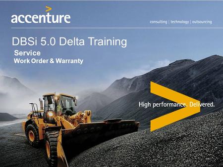DBSi 5.0 Delta Training Service Work Order & Warranty.