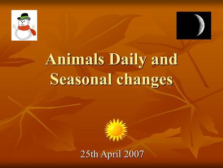 Animals Daily and Seasonal changes 25th April 2007.
