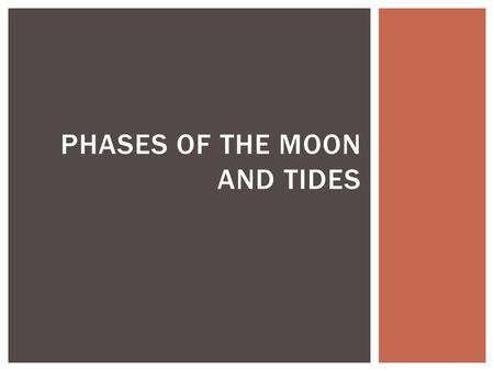 PHASES OF THE MOON AND TIDES.  Today we will…  Learn about phases of the Moon  Practice drawing the phases OBJECTIVES.