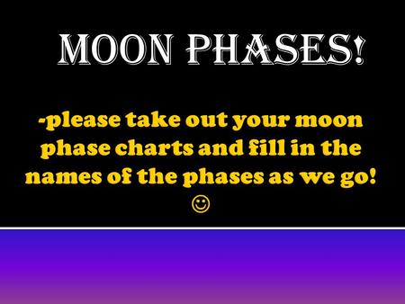 Moon Phases!. The sun always illuminates the half of the moon facing the sun.