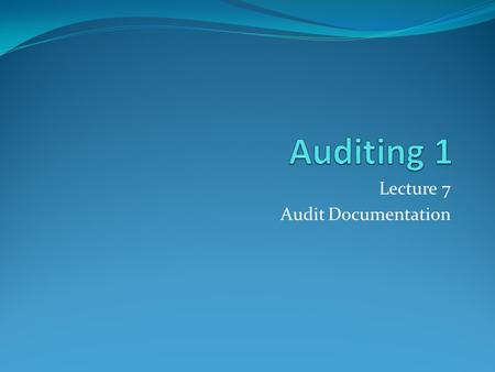 Lecture 7 Audit Documentation
