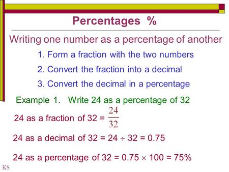 Writing one number as a percentage of another