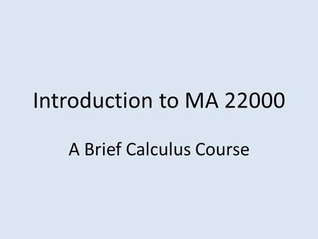 A Brief Calculus Course