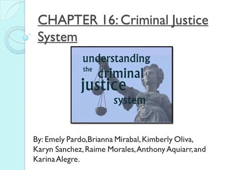 CHAPTER 16: Criminal Justice System