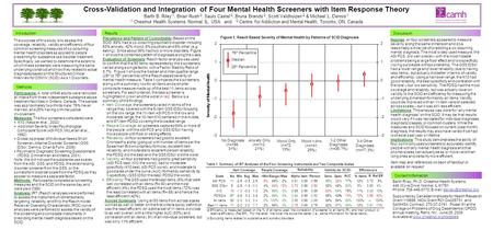 Cross-Validation and Integration of Four Mental Health Screeners with Item Response Theory Barth B. Riley \1, Brian Rush \2, Saulo Castel \2, Bruna Brands.