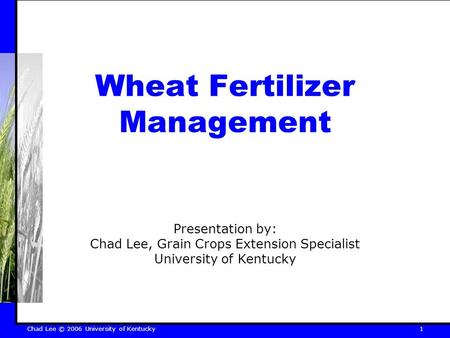 Wheat Fertilizer Management