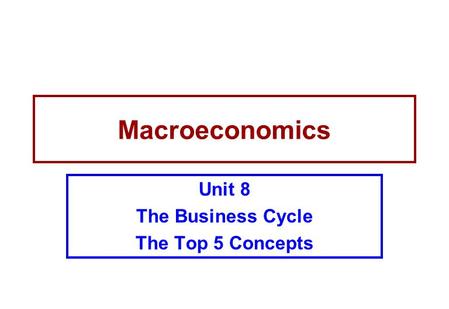 Unit 8 The Business Cycle The Top 5 Concepts