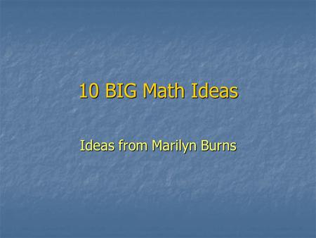 Ideas from Marilyn Burns