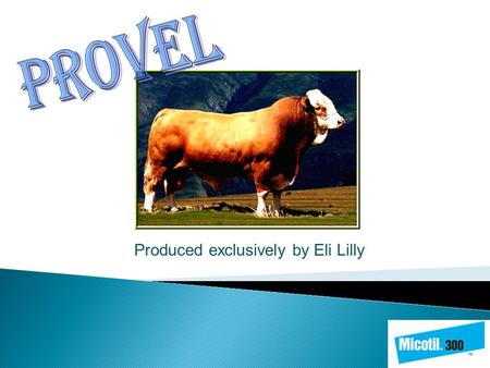 Produced exclusively by Eli Lilly.  Provel is a new division of veterinarian products supported by Eli Lilly Canada Inc. which has a history of supplying.