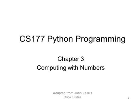 Chapter 3 Computing with Numbers