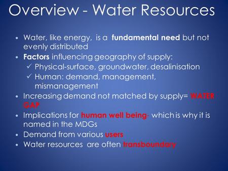 Overview - Water Resources