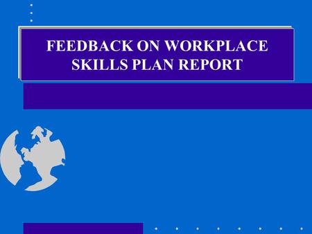 FEEDBACK ON WORKPLACE SKILLS PLAN REPORT Why WSP Analysis/Report Skills gaps/imbalances in the supply and demand for skilled labour are identified Strategic.