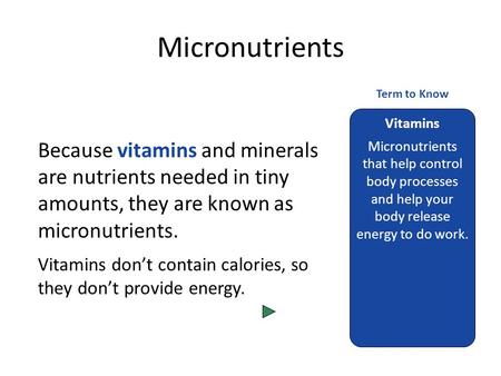 Micronutrients Vitamins