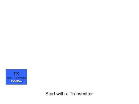 +50dBm TX TPO: 100Watts (+50dBm) Start with a Transmitter.