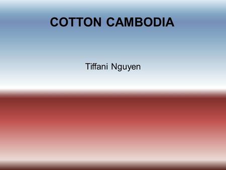 COTTON CAMBODIA Tiffani Nguyen. INTRODUCTION  Cambodia is located at the southern portion of the Indochina Peninsula in Southeast Asia. It is bordered.