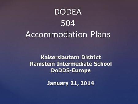 DODEA 504 Accommodation Plans