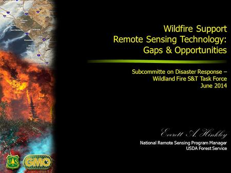 Everett A. Hinkley National Remote Sensing Program Manager USDA Forest Service Wildfire Support Remote Sensing Technology: Gaps & Opportunities Remote.