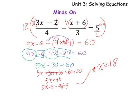 Unit 3: Solving Equations Minds On. Unit 3: Solving Equations Solving Polynomial Equations Success Criteria for Solving Polynomial Equations:  Isolate.