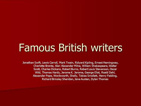 Famous British writers