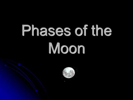 Phases of the Moon. Curriculum Standard The learner will be able to show how the phases of the moon occur. The learner will be able to show how the phases.