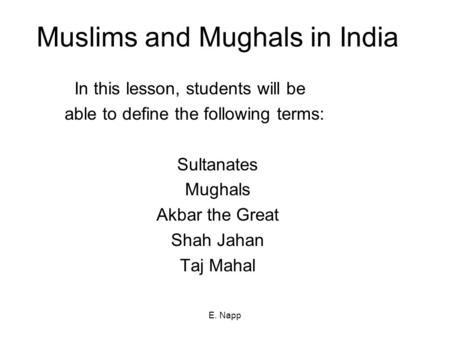 Muslims and Mughals in India