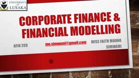 Corporate Finance & financial modelling